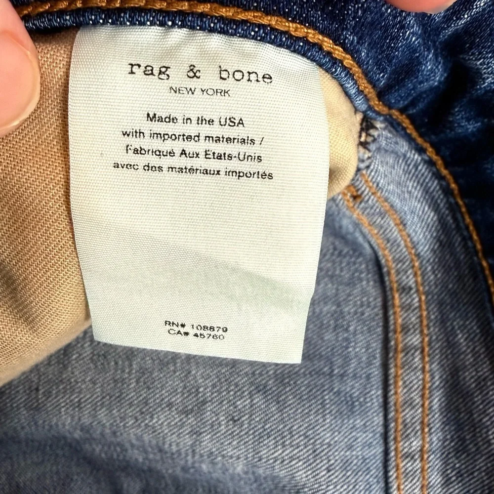 rag & bone Nina High Rise Denim Shorts Dark Wash Raw Hem Size 25